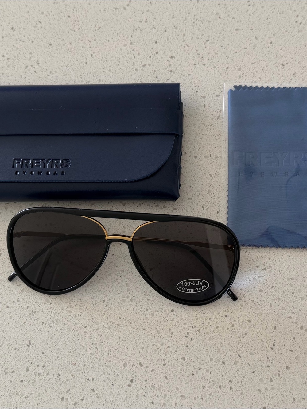 FREYRS Black & Gold Aviator Sunglasses - UV Protection